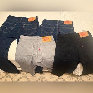 4 Pairs of Levi's Men's Straight Jeans - Dark Blue, Light Gray, Black